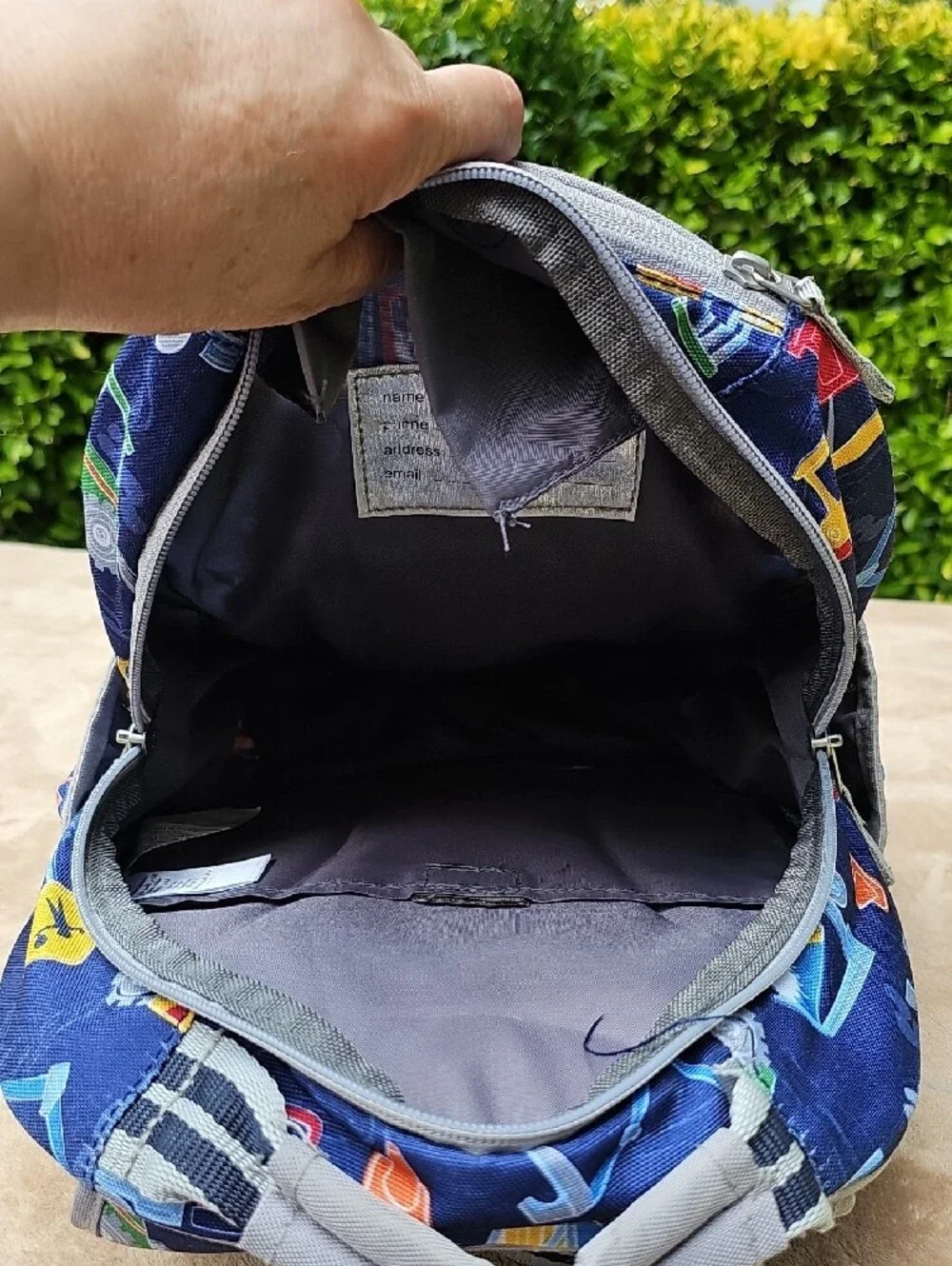 Pottery Barn Kids Navy Construction Print Backpack Set